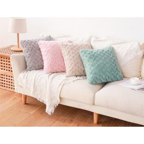 Hap-Deer Cushion 45x45 Comfortable Pillows Car Cushion Home Decoration Striped Flannel Square Corrugated Pillow With Filling