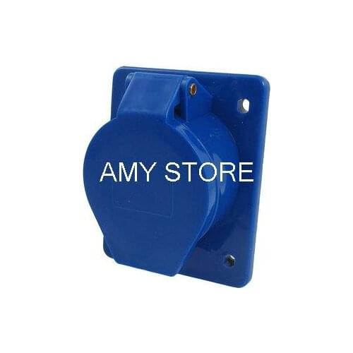 IP44 32A 2P+E IEC309-2 Industrial Panel Mount Socket Connector Blue w Washer