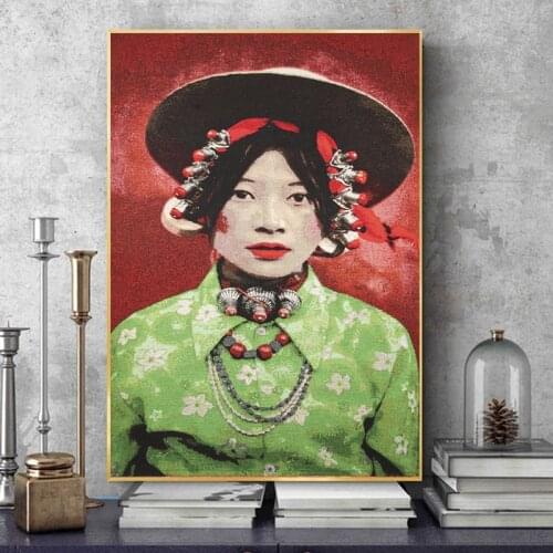 Canvas PaintingTibetan Girl Picture Wall Art Home Decor Poster Living Room Girl Bedroom Abstract Wall Art Canvas Painting