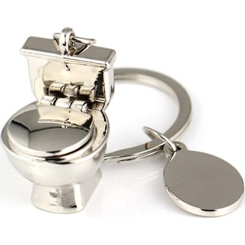 Close Stool Toilet Model Keychain Creative Funny Like Real One Accessories Key Chain Ring Keyring Keyfob Key Holder