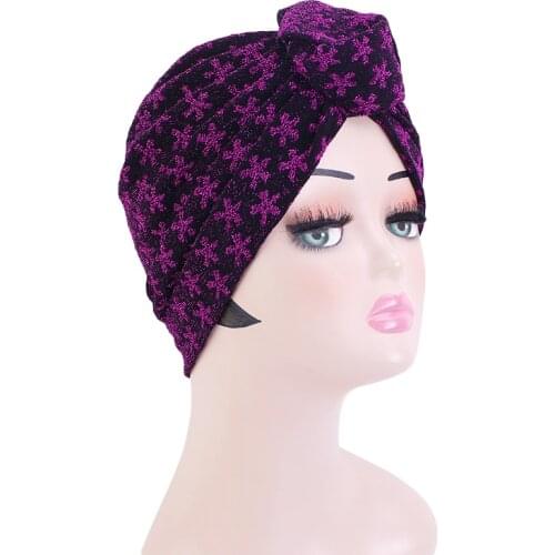 New Fasion Women Stretchy Knotted Print Turban Headscarf Holiday Decoration Comfortable Headcover Hair Care Wrap Hair Chemo Cap