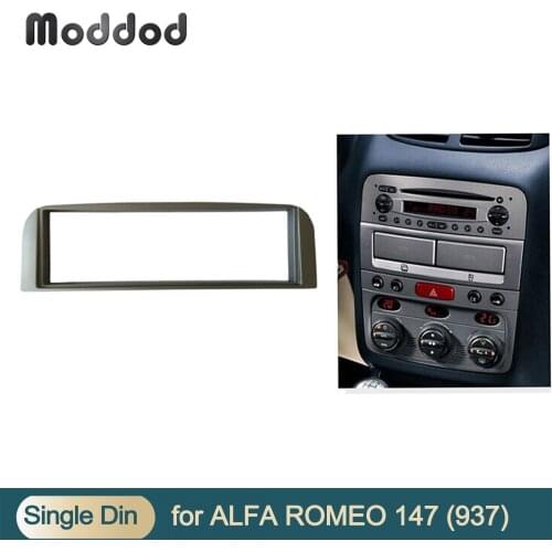 Single One Din Fascias Radio for ALFA ROMEO 147 Stereo CD DVD Panel Dash Refitting Installation Trim Kit Silver DVD Frame Bezel