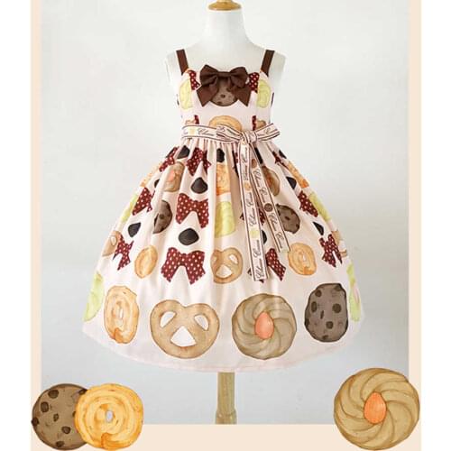 Lolita Dress Bows and Cookies Print Sweet Lolita Jsk Dress for Girls