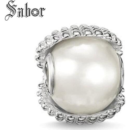 Simulated-pearl charms crystal beads fit DIY diy necklace bracelets big hole beads for jewelry making original european thomas