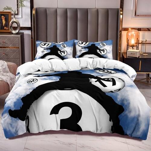 Bedding Duvet Cover with Number Ball Print Microfiber Soft Comforter Cover with Zipper Man Ball Blue Sky Pattern Quilt Cover