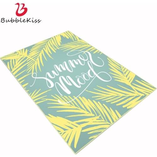 Bubble Kiss Carpets For Living Room Stylish Sweet Summer Light Green Yellow Leaf Door Mat Carpet Bedroom Floor Mat Christmas Rug