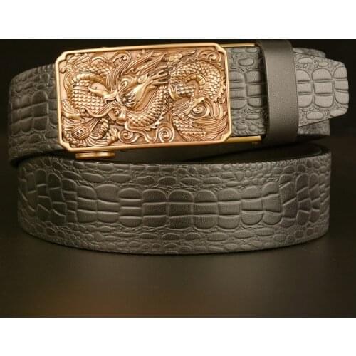 Retro Classical Dragon Designer Automatic Belt for Men Luxury Cowskin Leather Men Belts Waistband High Quality Businessmen Belts
