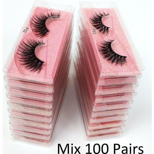 Mink Lashes Wholesale 30/50/100 Pairs 3D Mink Eyelashes Vendors Natural False Eyelashes Pack Makeup Fake Eyelashes Bulk Items
