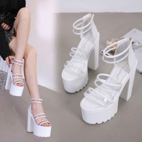 Summer new Korean fashion wild 16 cm new waterproof platform super thick super high heels sandals womens shoes