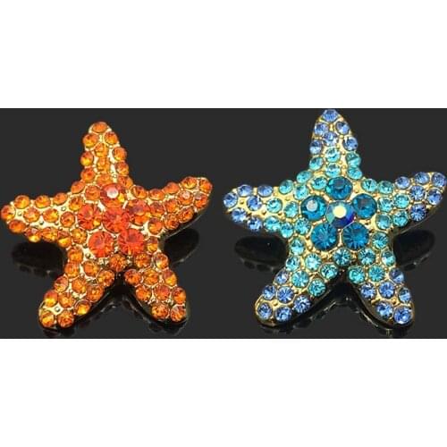 Crystal w320 3D Starfish 18mm 30mm rhinestone metal snap button for Bracelet Necklace Jewelry For Women Fashion accessorie