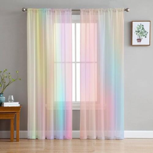 Rainbow Pink Morning Glow Window Treatment Tulle Modern Sheer Curtains for Kitchen Living Room the Bedroom Curtains Decoration
