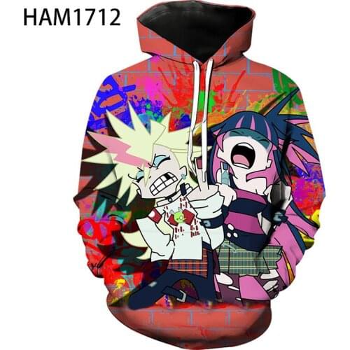 New Hoodie Cotton Summer Mens and Womens 3D Printing Japanese Cartoon Harajuku Cool Street Fashion Leisure Childrens Pullover