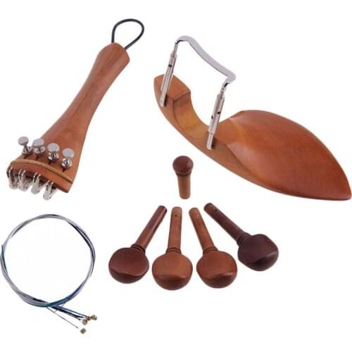 Tooyful 4/4 Violin Parts Accessories Jujube Wood Chin Rest Tailpiece Fine Tuner Tuning Peg Tailgut Endpin Strings Kit DIY