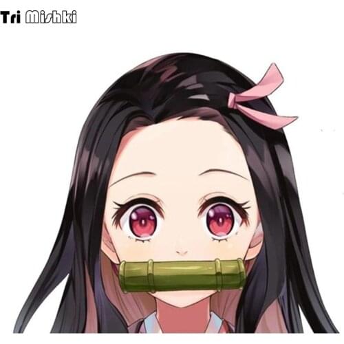 Tri mishki WCS1060 Anime Demon Slayer Kamado big head Peeking car sticker PVC colorful Decals sticker on Car bumper