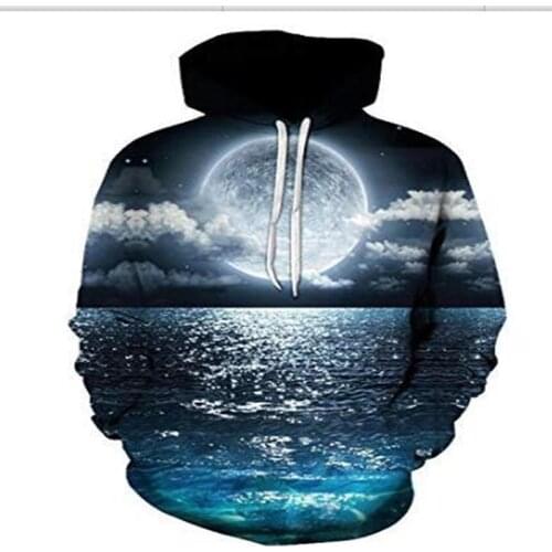 Spring And Autumn Thin 3D Printed Black And White Landscape Hoodies For Children, Teenagers' Sweatshirts For Boys And Girls, And