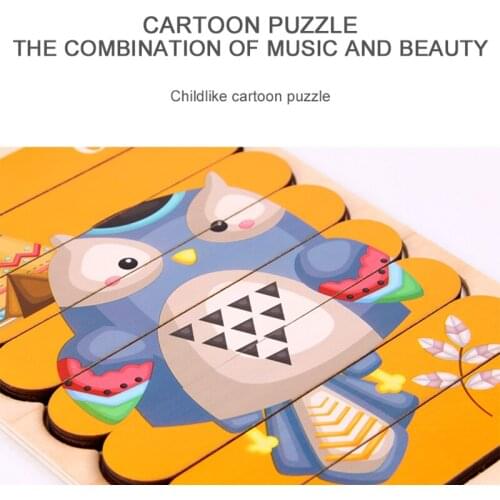 Kids Brain Wooden Toy Double-sided 3D Puzzle Creative Strip Puzzle Stacking Jigsaw Baby Educational Toys for Children