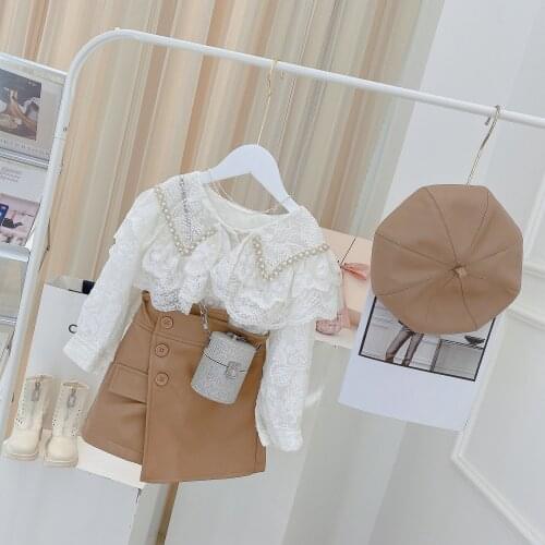 2021 Korea style girls pu leather skirt autumn cotton fashion girls skirts kids clothes 4-9 years d