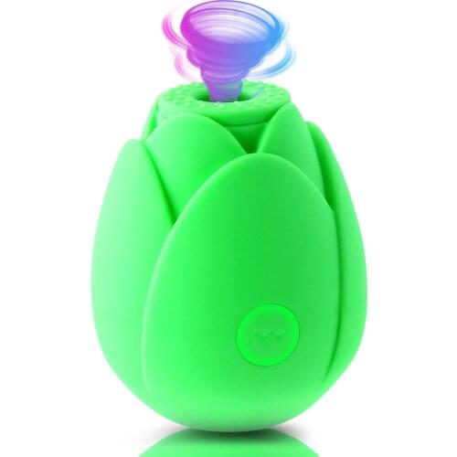 Green Rose Vibrator Vagina Sucking Ball Sex Toys for Women with 10 Intense Suction Rechargeable Clit Sucker Nipple Stimulator