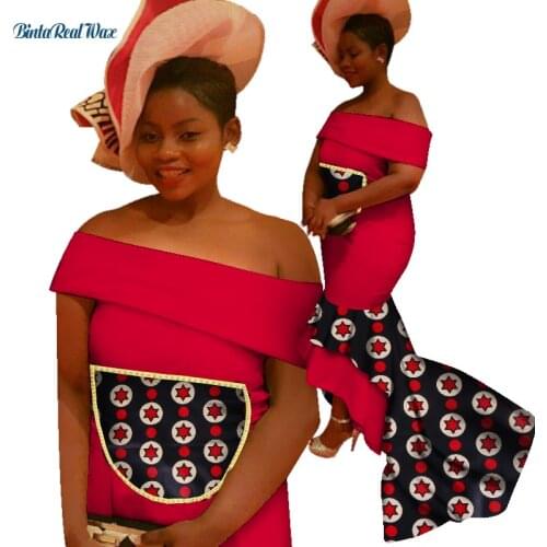 Fashion Bazin Riche Patchwork Rivet Swallowtail Dress Vestido African Print Dresses for Women African Design Clothing WY3399