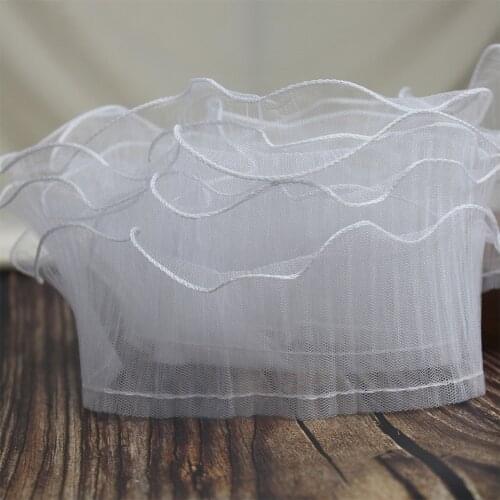 1M Embroidery Lace Fabric Mesh Ribbon 12cm Guipure Elastic Lace Material Sewing Ribbon Laces For Party Dress Craft dentelle PY-8