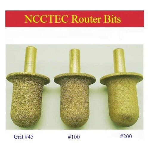 [12.7mm Shaft] CNC Brazed Diamond Router Bits R10 and R15 | grit #45 # 100 #200 Backstop kitchen countertop ER32-12.7 CNC Chuck