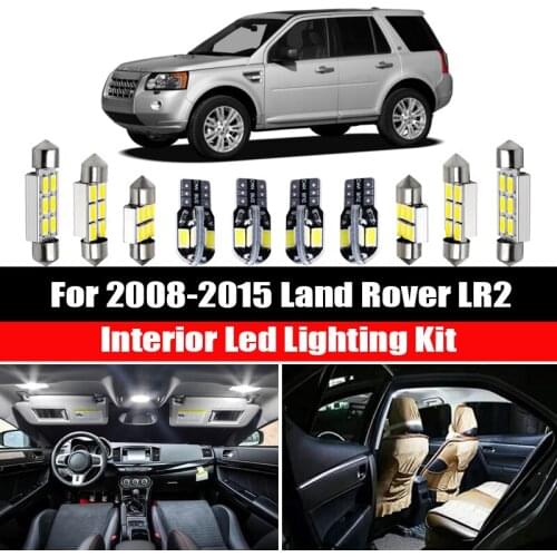 15Pcs For 2008-2014 2015 Land Rover LR2 Canbus LED Bulbs Interior Kit Map Dome Door Plate light Car Accessories White Lamp