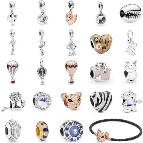 2019 Summer New 100% 925 Sterling Silver Lion Princess Charm Hot Air Balloon Bead Pendant Fit DIY Bracelet Original Jewelry Gift