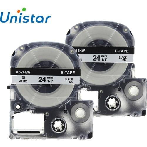 2PCS/Lot SS24K Compatible for Epson Label Maker Tape 24mm Black on White Cartridge Refills For Epson LabelWorks LW-300 LW-700