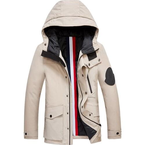 Men Jacket for Winter Snow Windproof Thickened Zipper Single Breasted Warm Down Jacket Men Cotton-Padded with Hood Long Section