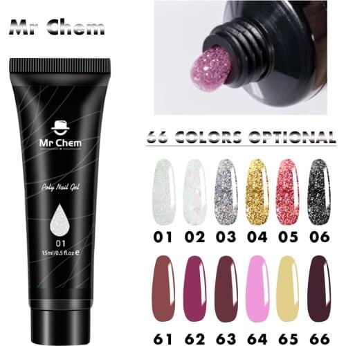 Mr Chem Nail Gel 15ML Lasting Extension Poly UV Varnish Nail Gel Manicure Quick Building Painting Nails Art Tools 66 Colors uñas