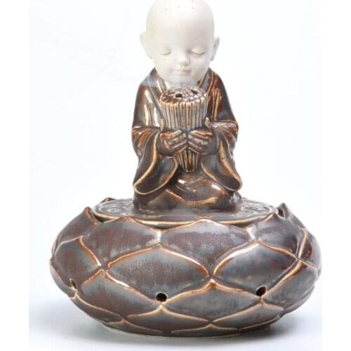 Handmade ceramic incense burners the new small monk Lotus aromatherapy stove accessories fragrance incense sticks sandalwood