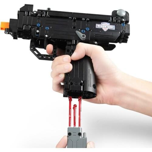 359pcs The Uzi Launchable Gun Model Miniature Submachine Building Blocks Super Armament Educational Assembled Classic Boys Toys