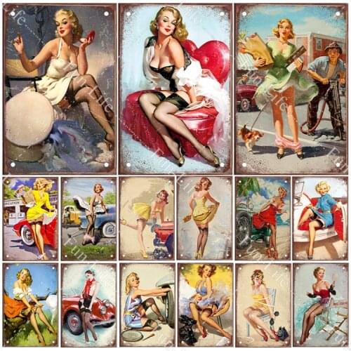 Beauty Vintage Metal Tin Sign Gentlewoman Poster Plaque Art/Home/Cafe/Bar Wall Decor Retro Plate Home Decor Art Posters 20x30cm