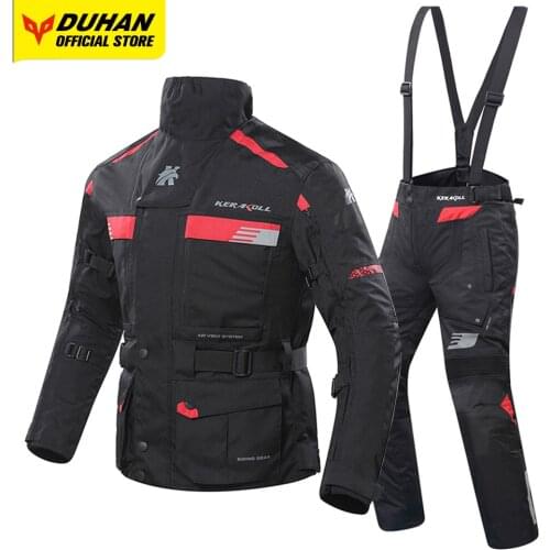 DUHAN Motorcycle Jacket Men Protective Gear Chaqueta Moto Waterproof Moto Racing Jacket Set Motocross Off-Road Racing Jacket