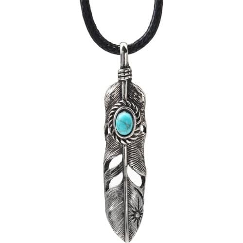 Fashion Vintage Long Necklace Women Jewelry Tibet Silver Simple Feather Pendant Necklace Chain Collar Gifts New collier femme