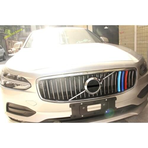 Lapetus Front Mesh Grille Cover Front Grille Trim Insert Mesh Frame Styling Kit For VOLVO S90 2017 2018 Plastic Auto Accessories