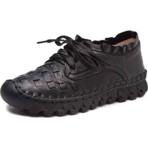 New 100% Natural Full Genuine Leather Shoes Woman Flats Soft Comfortable Non-slip Women Sneakers Fashion Casual Shoes Flat Shoes