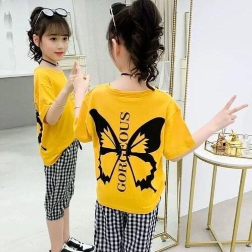 Toddler Girl Clothes Summer New Korean Fashion Summer Kids Clothing Short-Sleeved T-shirt Two-Piece Set