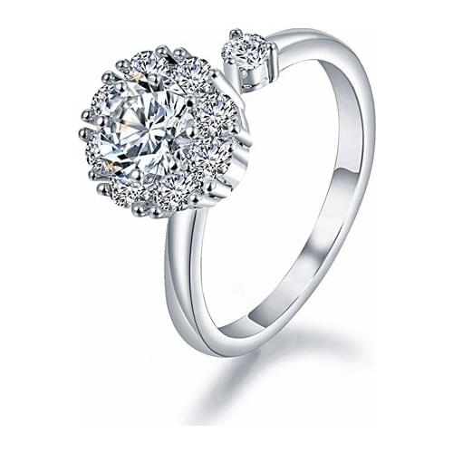 Wholesale Beautiful Cute Simple Jewelry blue Fire Opal cz Champagne Crystal from Austrian Ring For Women Christmas gifts