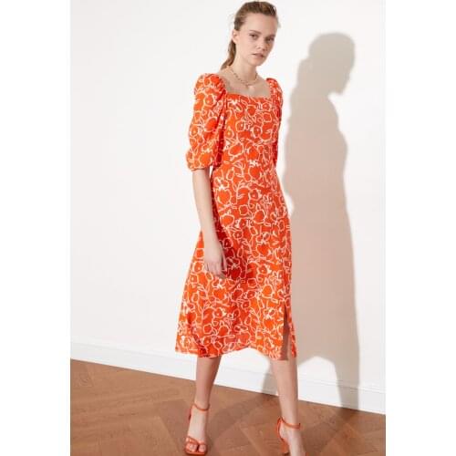 Trendyol Square Collar Print Dress TWOSS21EL0608