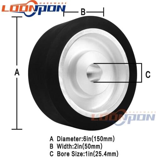150mm Flat Rubber Contact Wheel Serrated Belt Grinder Contact Wheel Rubber Wheel 25.4mm Bore 50mm Thickness 1Pc