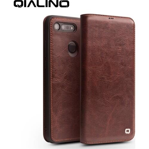 QIALINO Luxury Handmade Genuine Leather Phone Cover for Huawei Honor V20 Ultrathin Flip Case with Card Slot for Honor View 20
