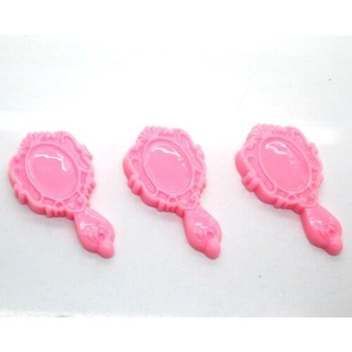 30Pcs Pink Resin Mirror Beads Decoration Crafts Flatback Cabochon Scrapbooking Fit Hair Clips Embellishments Diy