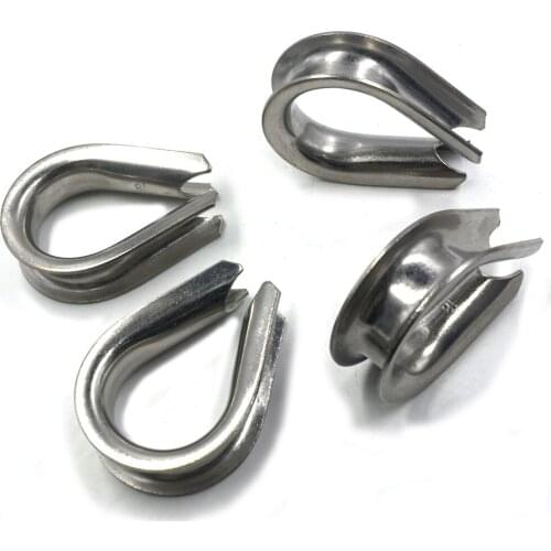 Silver Tone M18 304 Stainless Steel Galvanized Wire Cable Rope Thimble Winch Wire Loop Pack of 4