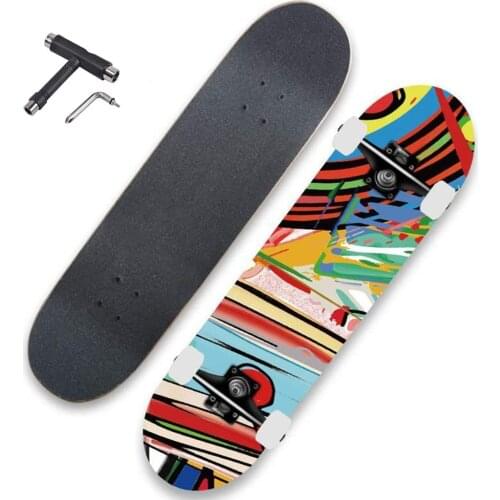 Skateboards Complete 31" Skateboard 7 Layer Canadian Maple Double Kick Concave Standard Tricks Skateboards for Kids Beginners