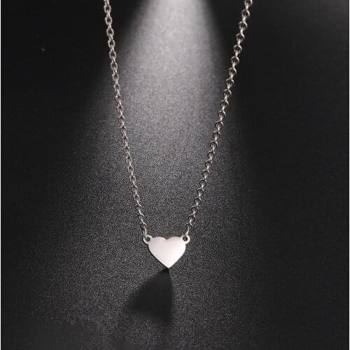 Teamer Heart Women Necklace Stainless Steel Fashion Choker Chain Pendant Minimalism Jewelry Gifts for Girls Collars