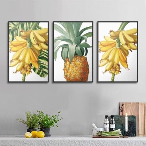 Modern Canvas Tropical Fruits Pineapple And Bananas Print Fruit Wall Art Kitchen Decorative Poster Modern Minimalist Decoration
