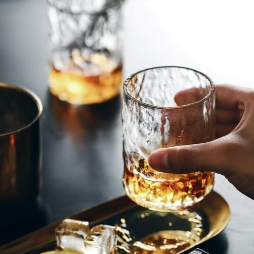 Japanese Style Simplicity Whiskey Glass Creative Tree Texture Design Liquor Brandy Beer Transparent Water Cup Bar Household Vaso