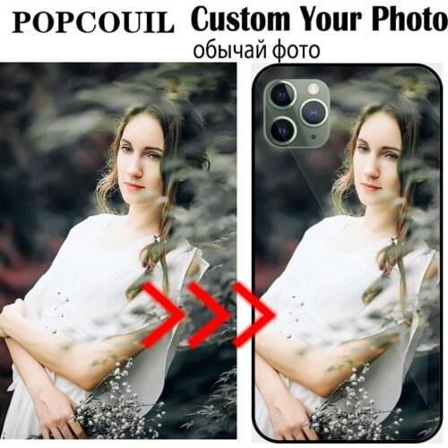 Custom Glass Phone Case For IPhone 6 6SP 7 8 Plus X 11 Pro XS MAX XR Cover Customized Design Picture Name Photo Leather Bag