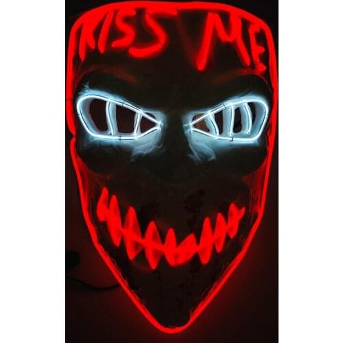 Halloween Glowing EL Wire Mask Horror Cosplay Costume Accessories Light Up Party Props Luminous LED Monster Mask